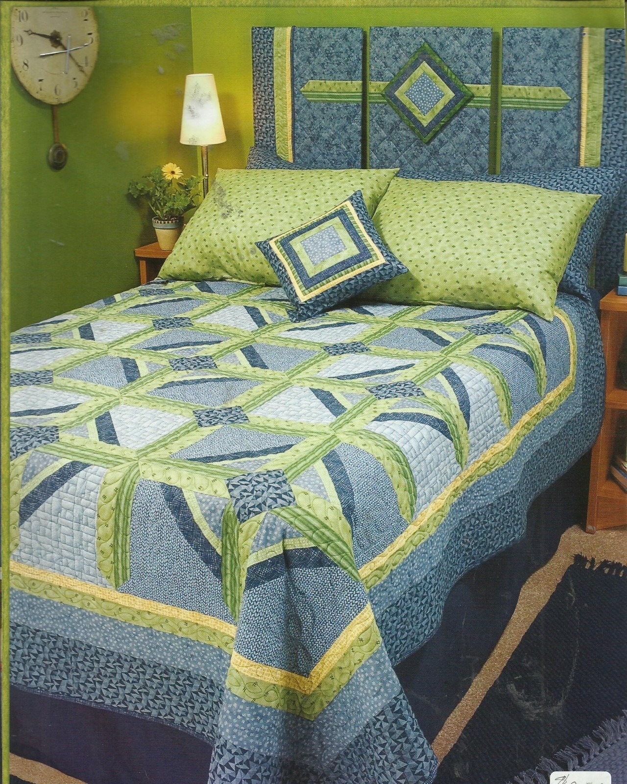 A0220$ BLUE RHAPSODY QUILT & HEADBOARD   QUILT PATTERN/INSTRUCTIONS