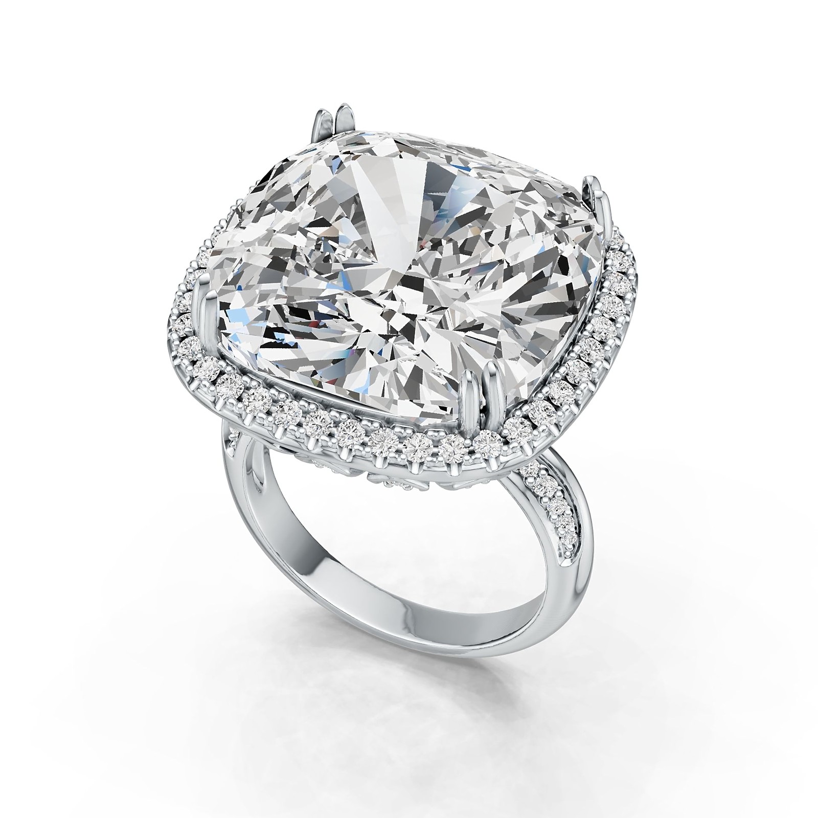 Sterling Silver Semi Mount Ring Setting Cushion CU 18X18mm Halo with White Topaz