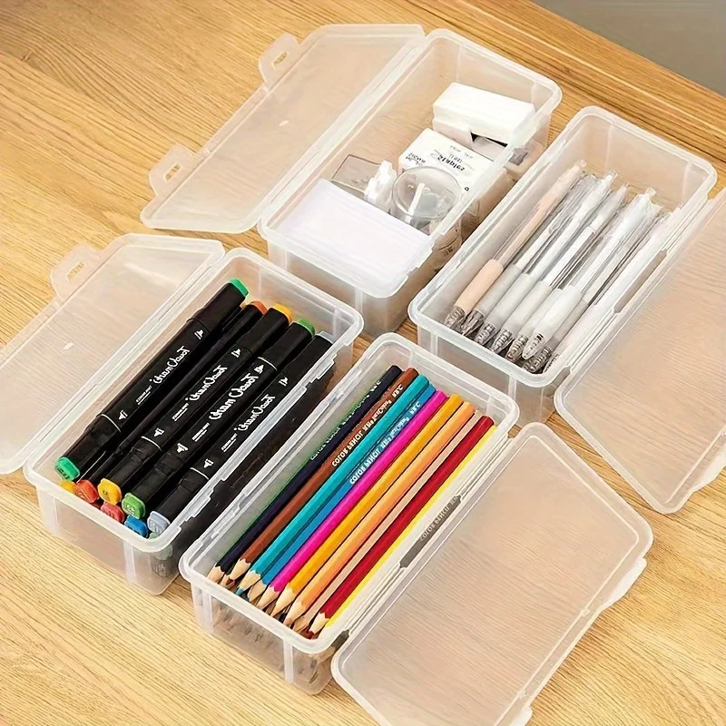 1/4pcs Large Clear Plastic Storage Boxes with Hinged Lids Ideal for Jewellery Or