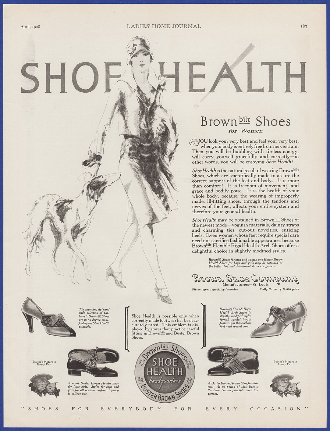 Vintage 1928 BROWN BILT SHOES Women's Fashion Art Décor 20's Print Ad