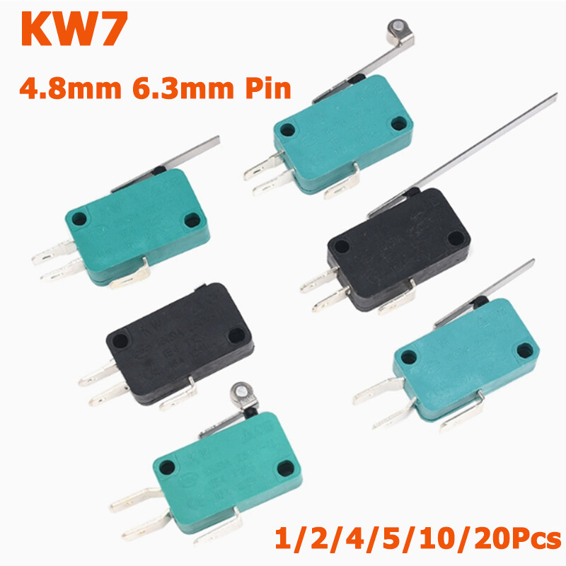 KW7 Mini Limit Switch SPDT Microswitch Roller Lever Arm Actuator 4.8mm 6.3mm Pin