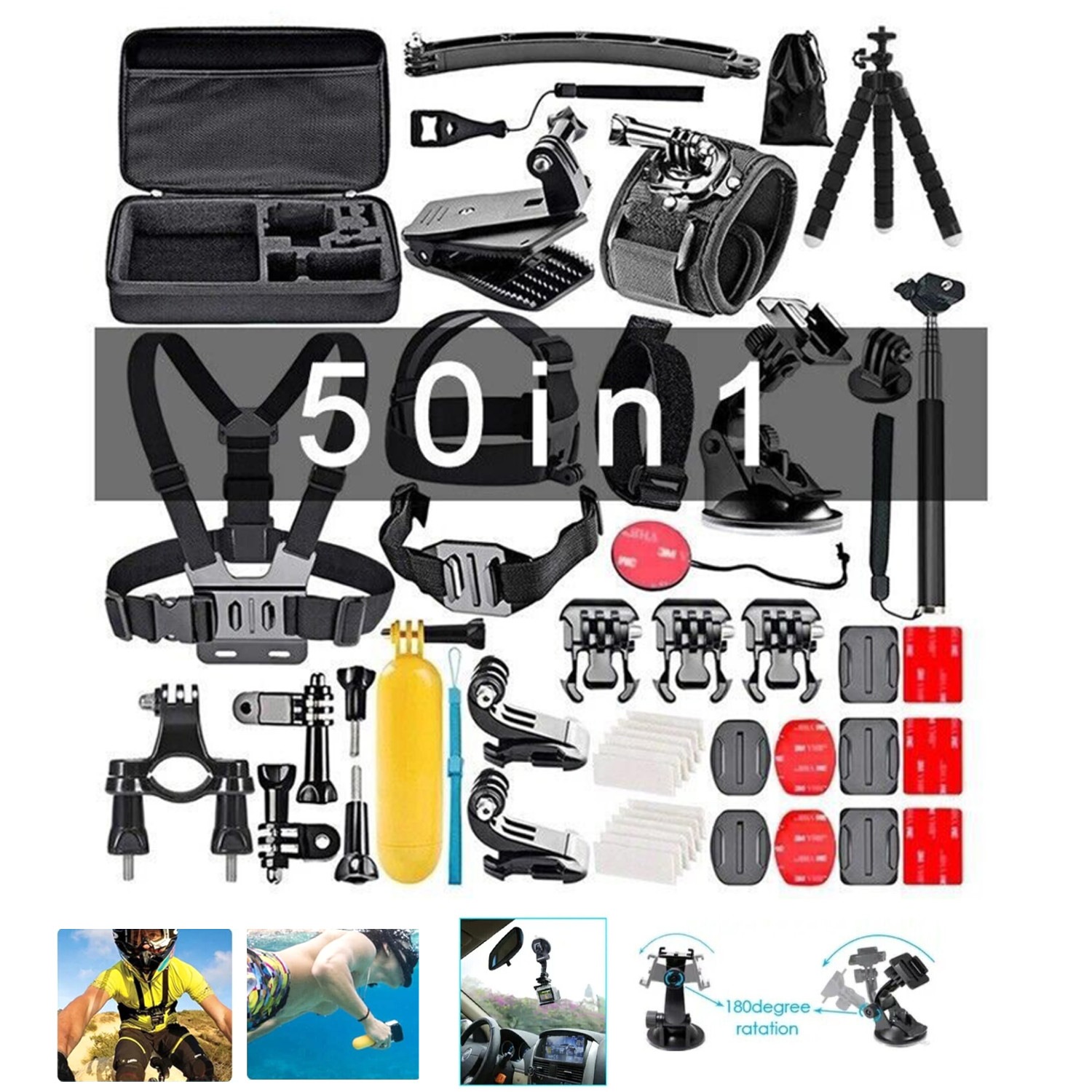 50 PCS Accessories For Gopro 13 12 11 10 9 8 7 6 Bundle Chest Head Mount Biking