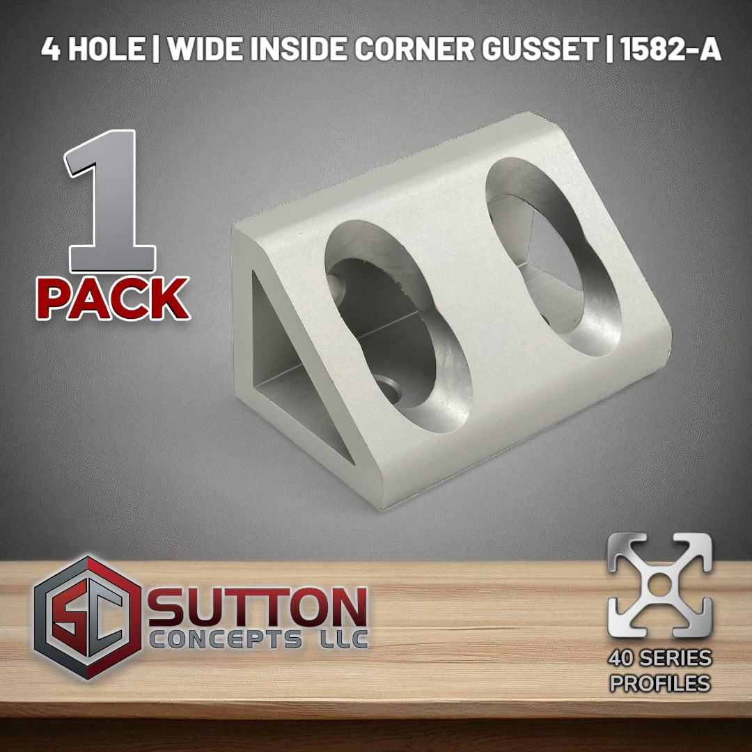 4 Hole Gusset Inside Corner Bracket | 40 Series Compatible with 80/20 40-4338