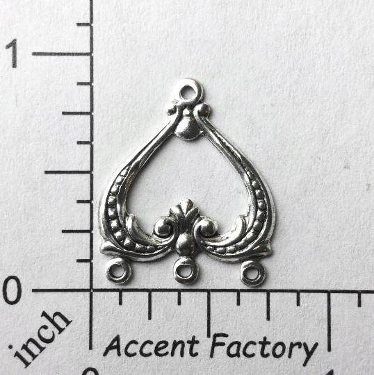 26674 - 2 Pc Victorian Jewelry Connector Finding Silver Oxidized