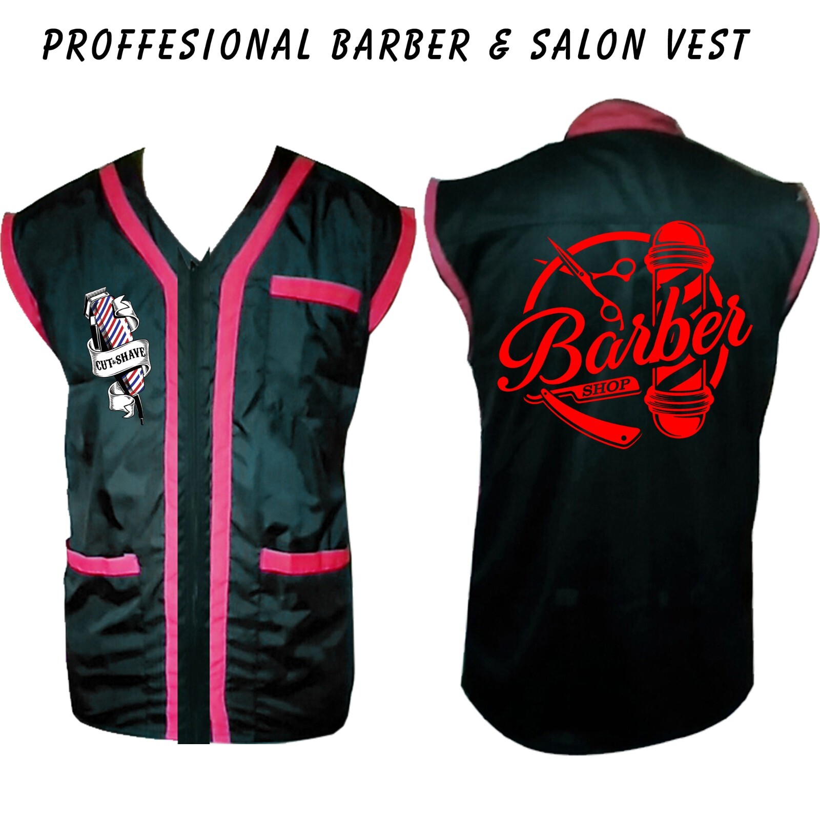 Barber vest,Barber jacket,barber stylist vest,Black vest M to 3xl size