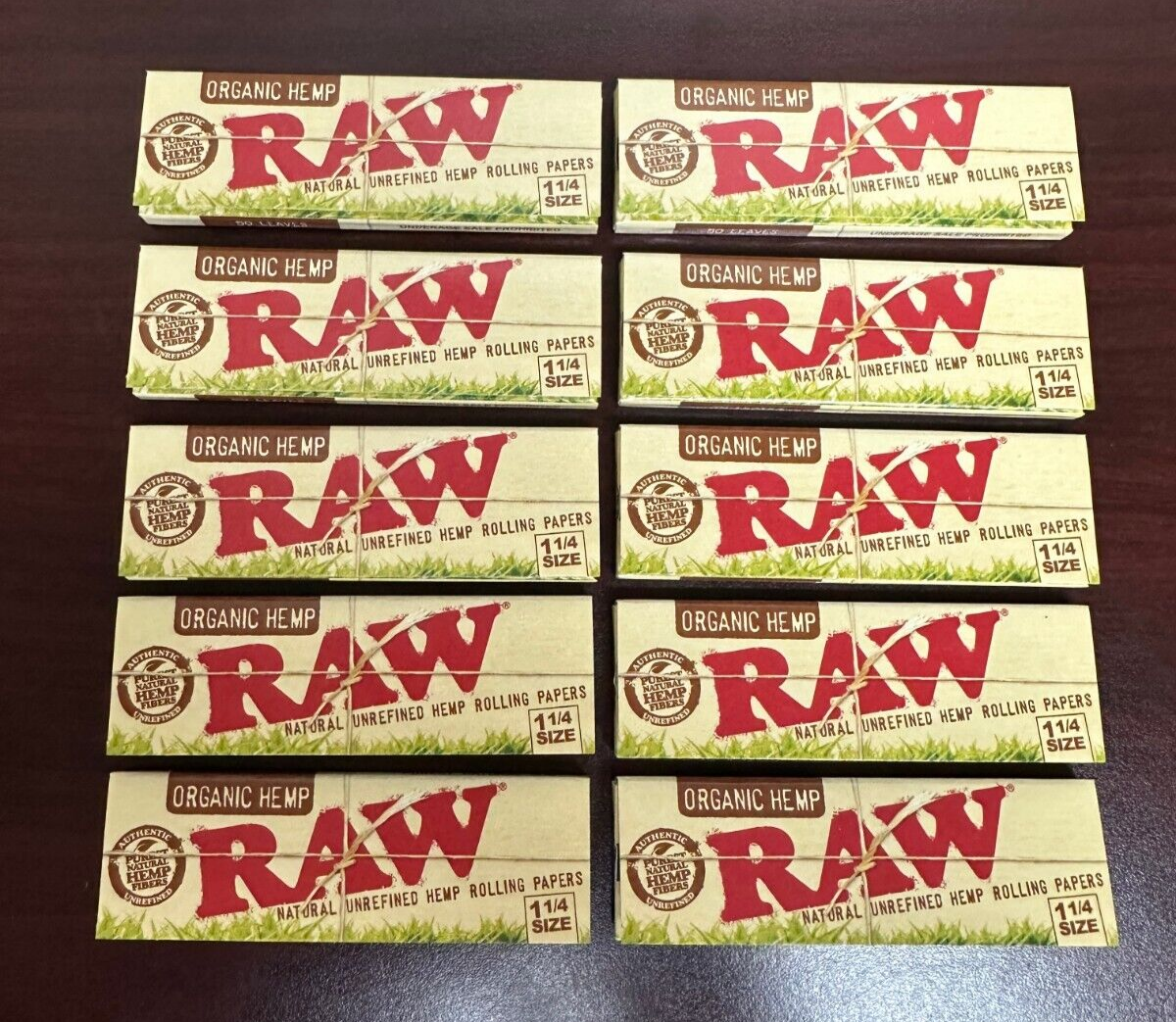 RAW ORGANIC 1 1/4 Papers -10 PACKS