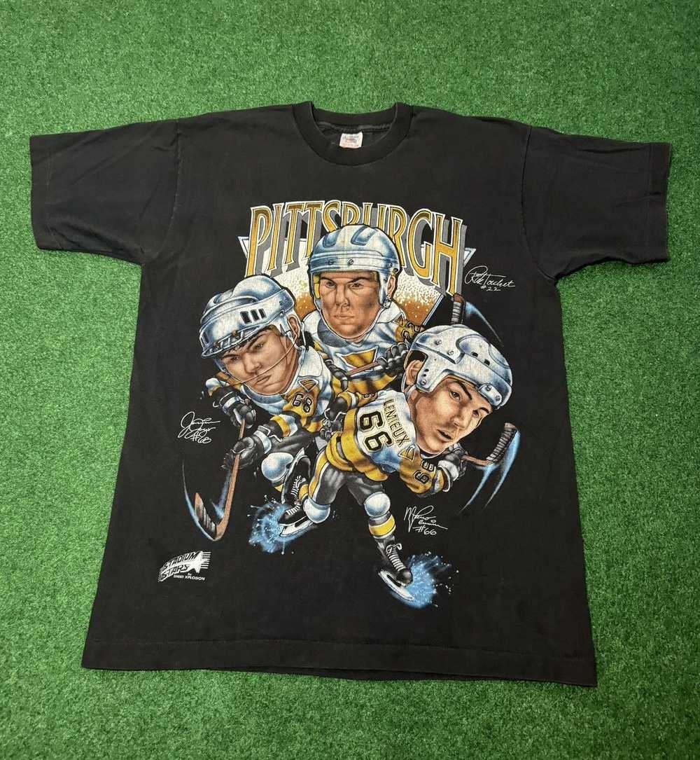 Vintage 90s Pittsburgh Penguins Lemieux Jagr Caricature T Shirt AN59366