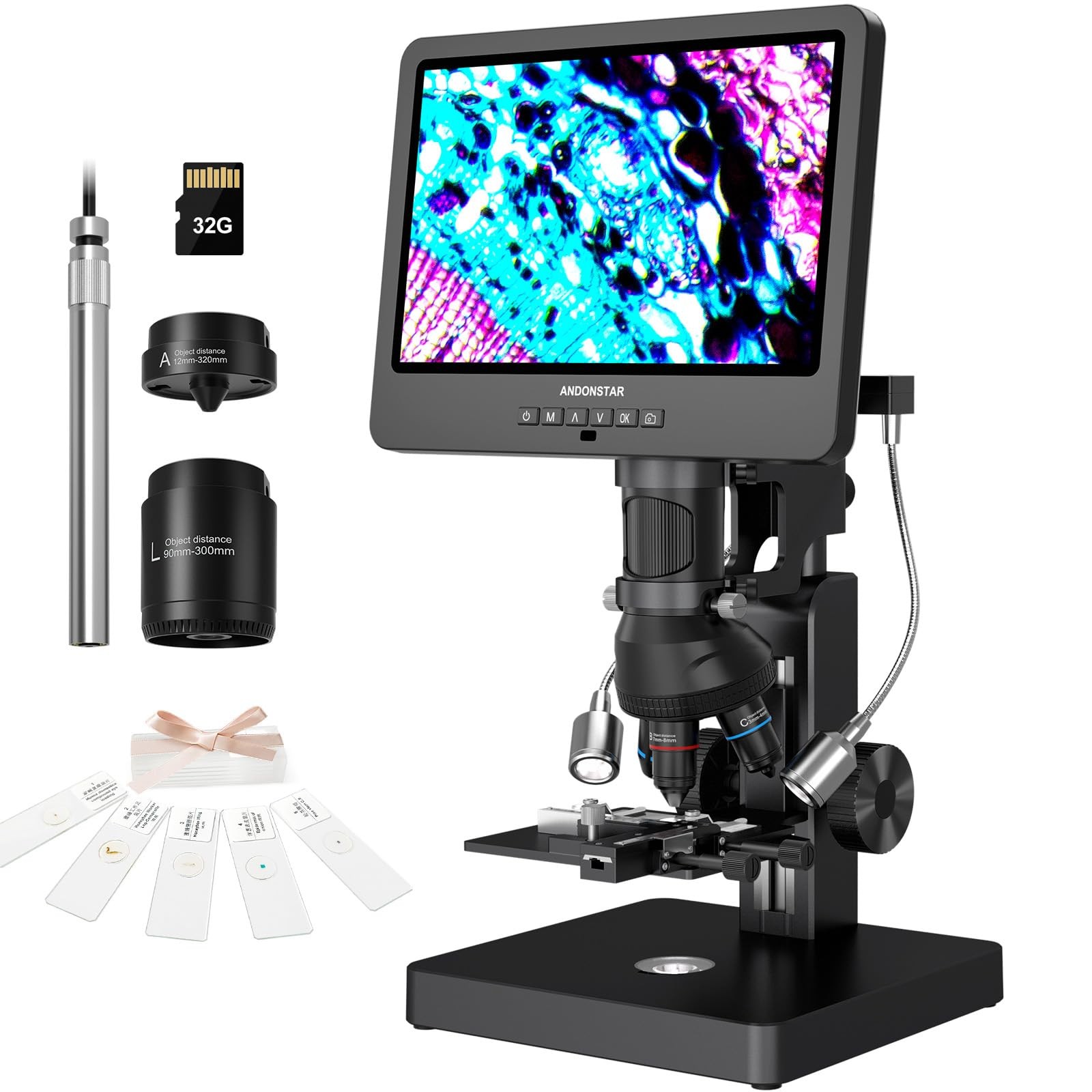 AD269S 20X-5000X HDMI Digital Microscope with 10.1'' LCD Screen for Adults Ki...