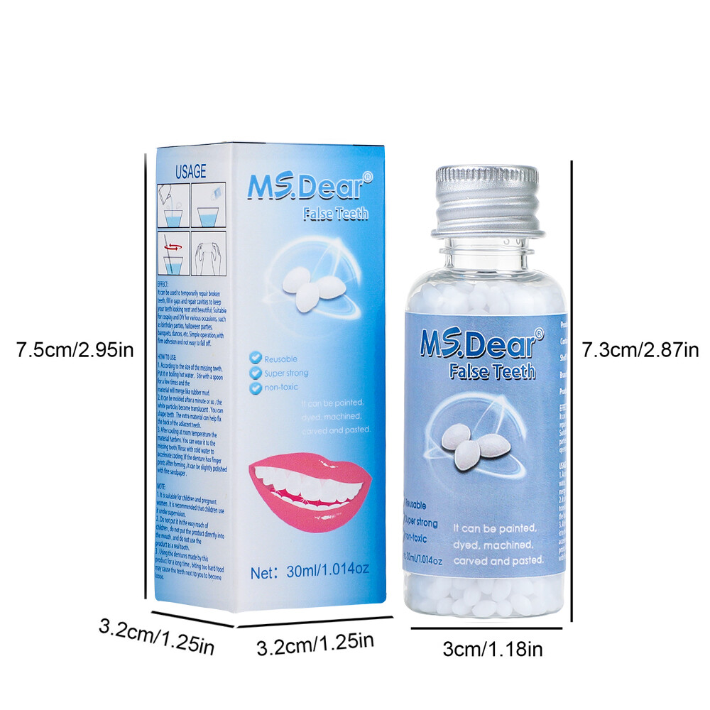 Tooth Solid Gel Temporary Repair Kit Moldable Thermal Fitting Bead Teeth 30ml