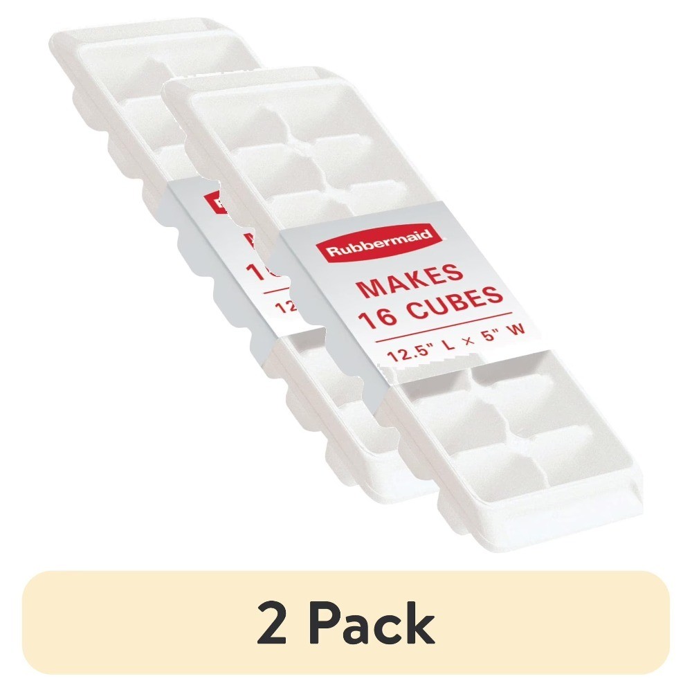 Quick Release Ice Cube Trays 2 Pack Plastic White Rectangular Ice Cube Molds for