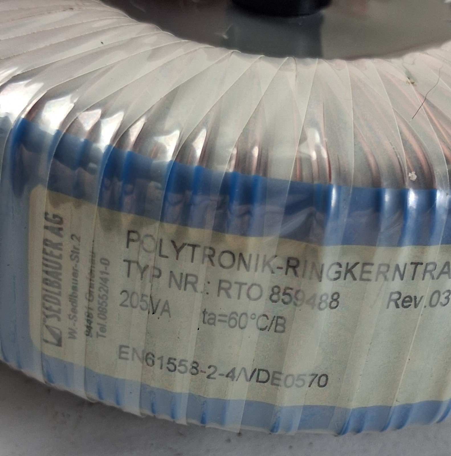 Polytronik-Ringkerntransformator Typ NR RTO 859488