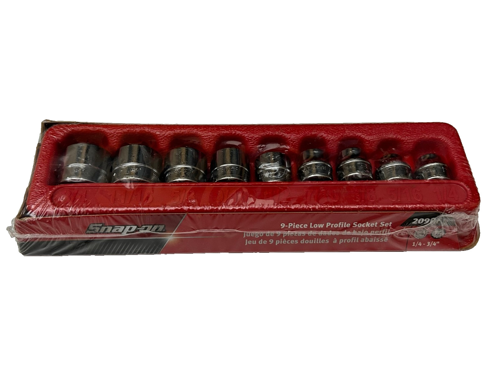 Snap-on Tools 9pc 3/8 Drive SAE 12 Point Chrome Low Profile Socket Set 209RF NEW