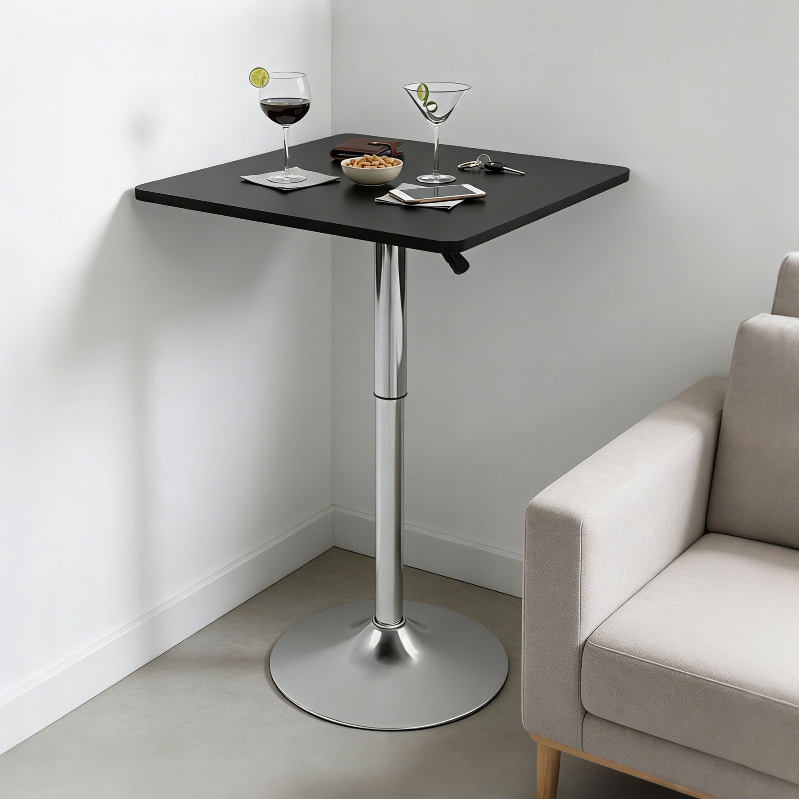 Modern Bar Table Metal Sofa Side Table Cafe Table Height Adjustable End Table