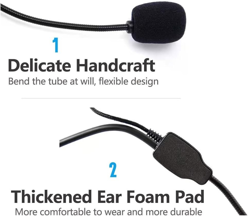 2Pcs Microphone Headset Mic, Flexible Wired Boom for Voice Amplifier, 3.5mm C...