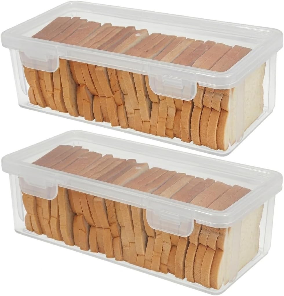 2 Pa Airtight Bread Box for Homemade Loaf, Sliced Bread &