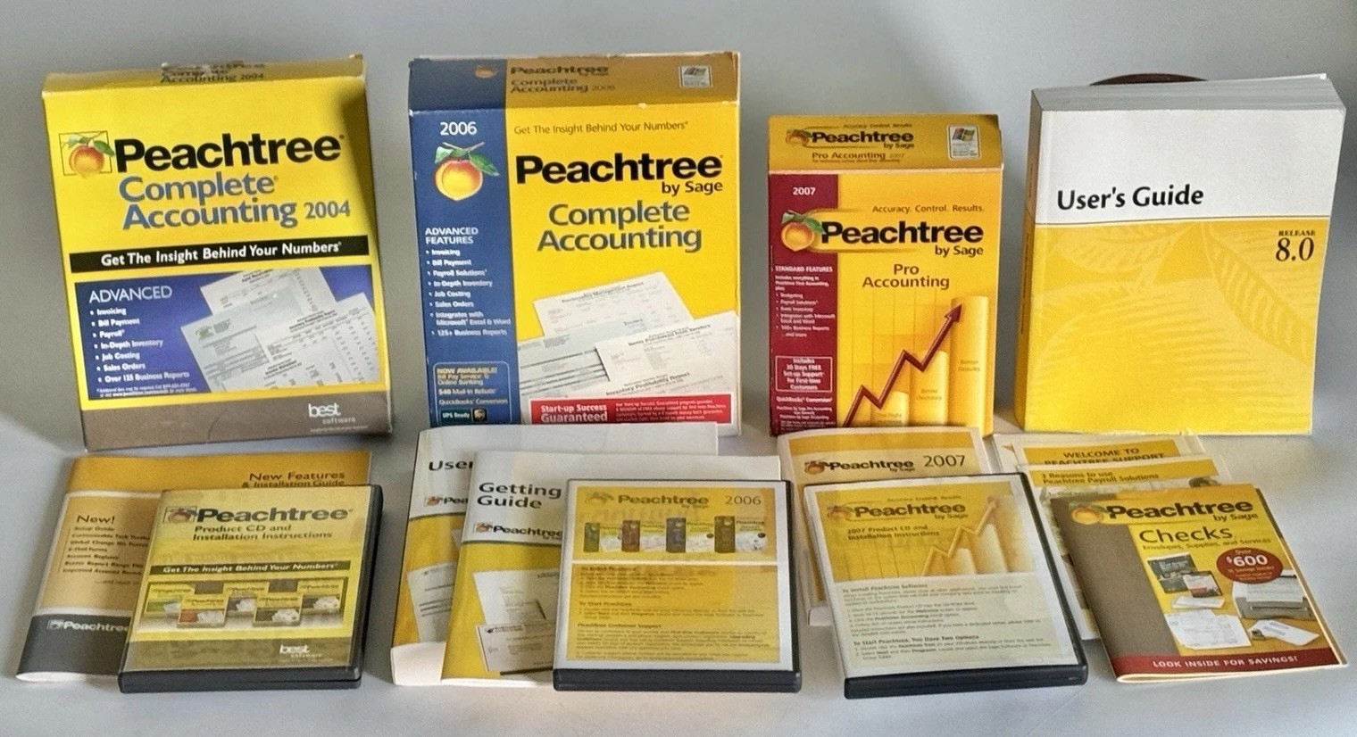 Peachtree Sage Accounting Software Lot 2004 2006 2007 CDs Manuals Boxes
