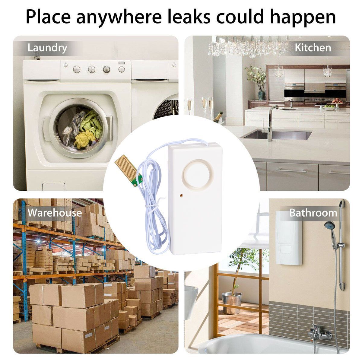 1-5pcs Water Leak Alarm Flood Level Overflow Detector Sensor Home Security Alert