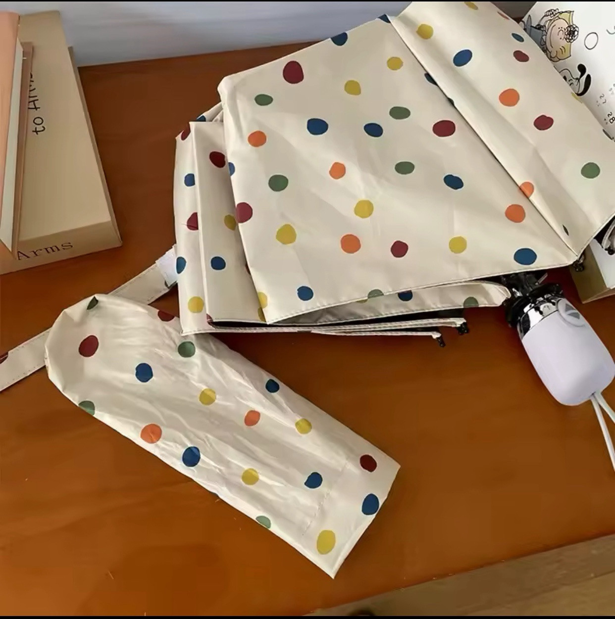 Polka dot vinyl automatic umbrella Sun with UV protection