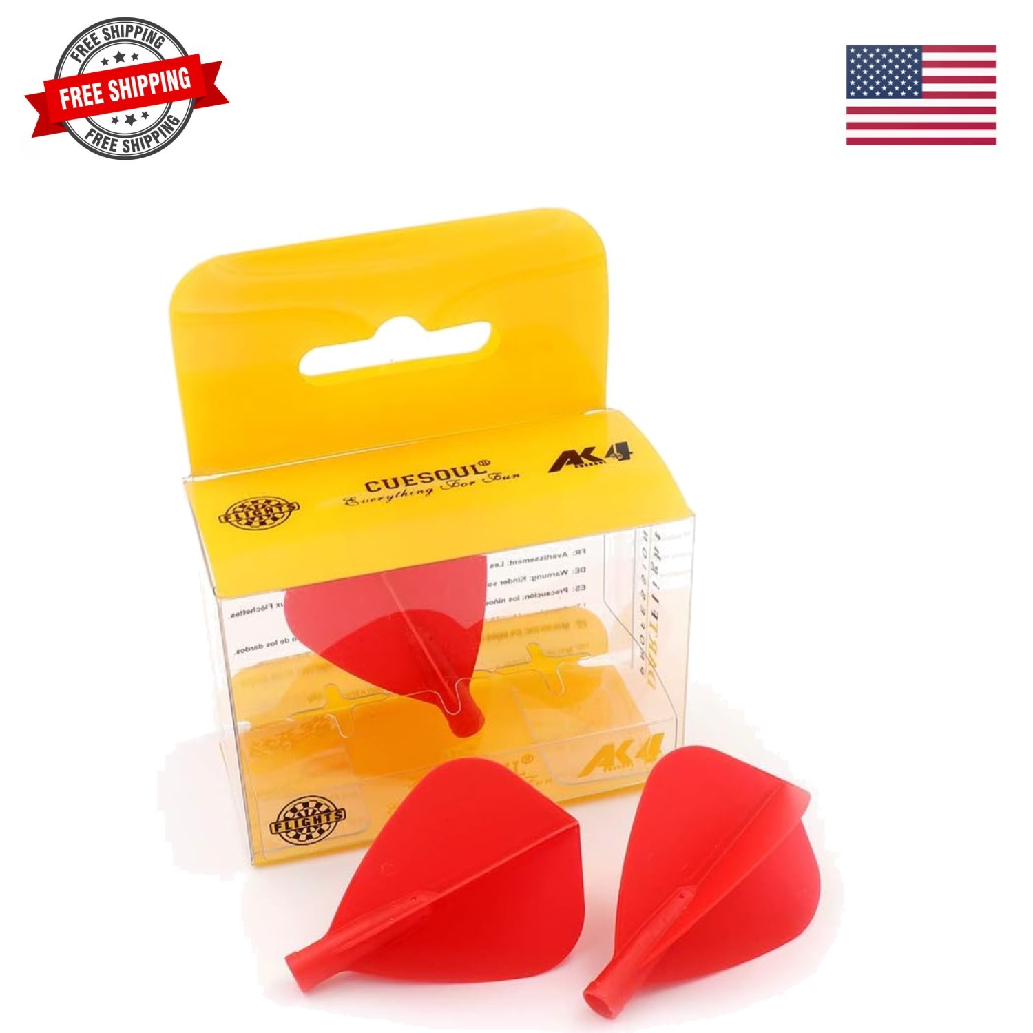 TERO AK4 Kite Dart Flights with 7 Colors, Set of 3 pcs
