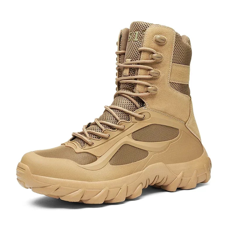 Brand Men Tactical Desert Boots Outdoor Hiking Motorcycle Shoes High Top Sneaker