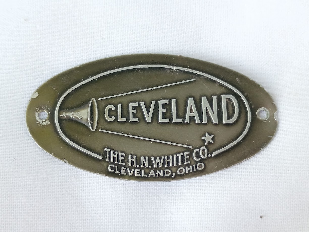 1960s Cleveland H.N. White Company metal emblem tag from instrument case