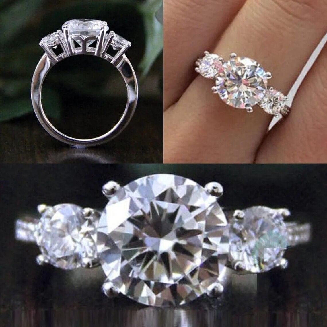 White Diamond Round Cut 2.70 Ct Lab-Created Wedding Ring 925 Sterling Silver