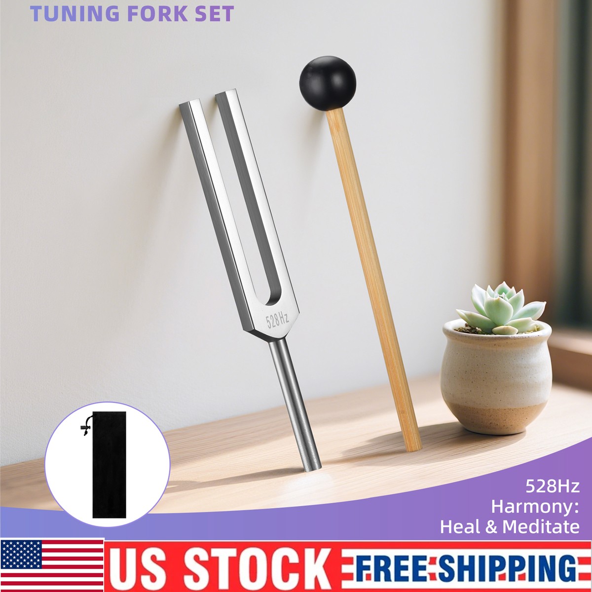 POGOLAB Tuning Fork Sound Therapy 528Hz For Chakra/Yoga/Meditation Healing