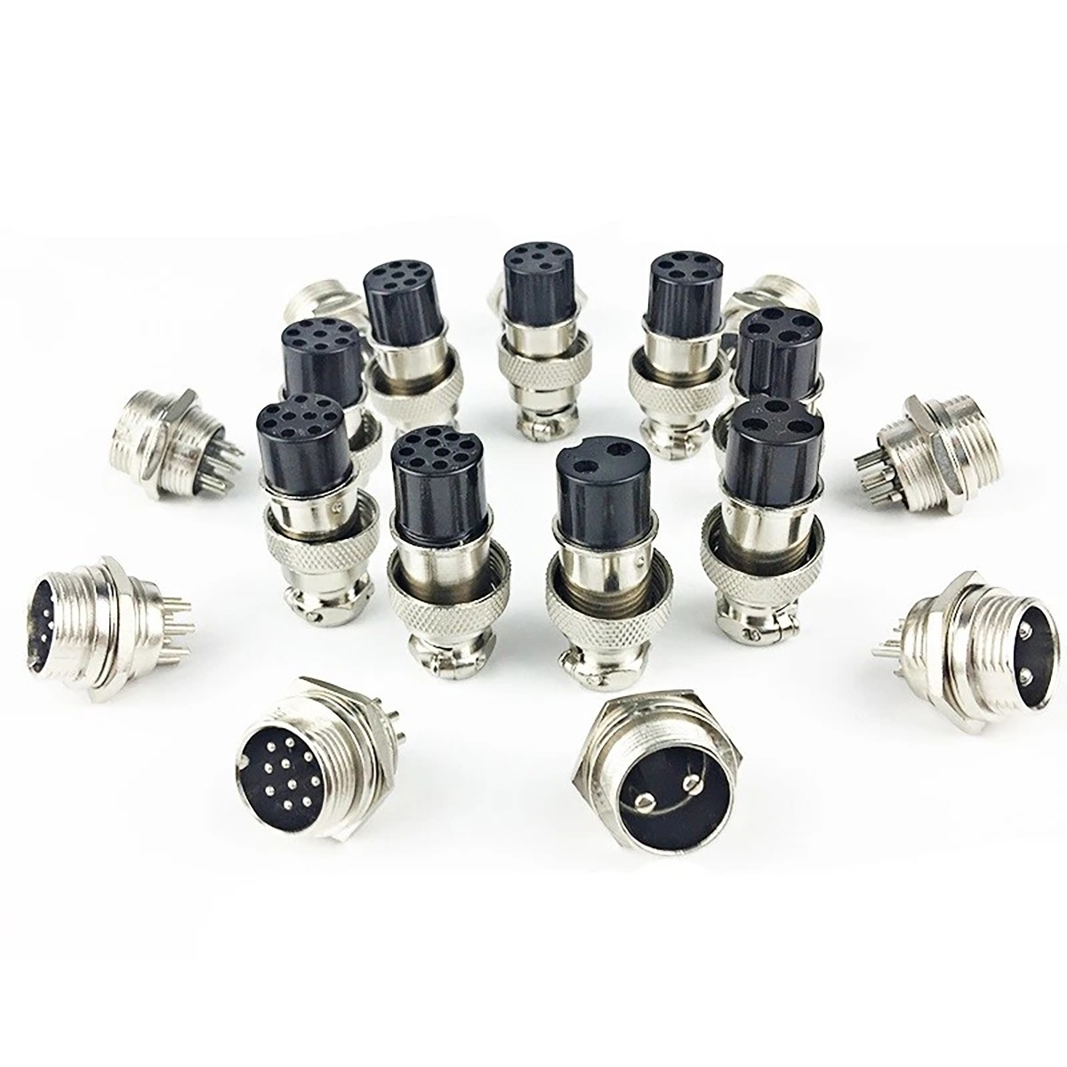 Aviation Plug GX12/GX16/GX20 Male Socket+Female Plug Metal Connector 2Pin-15Pin