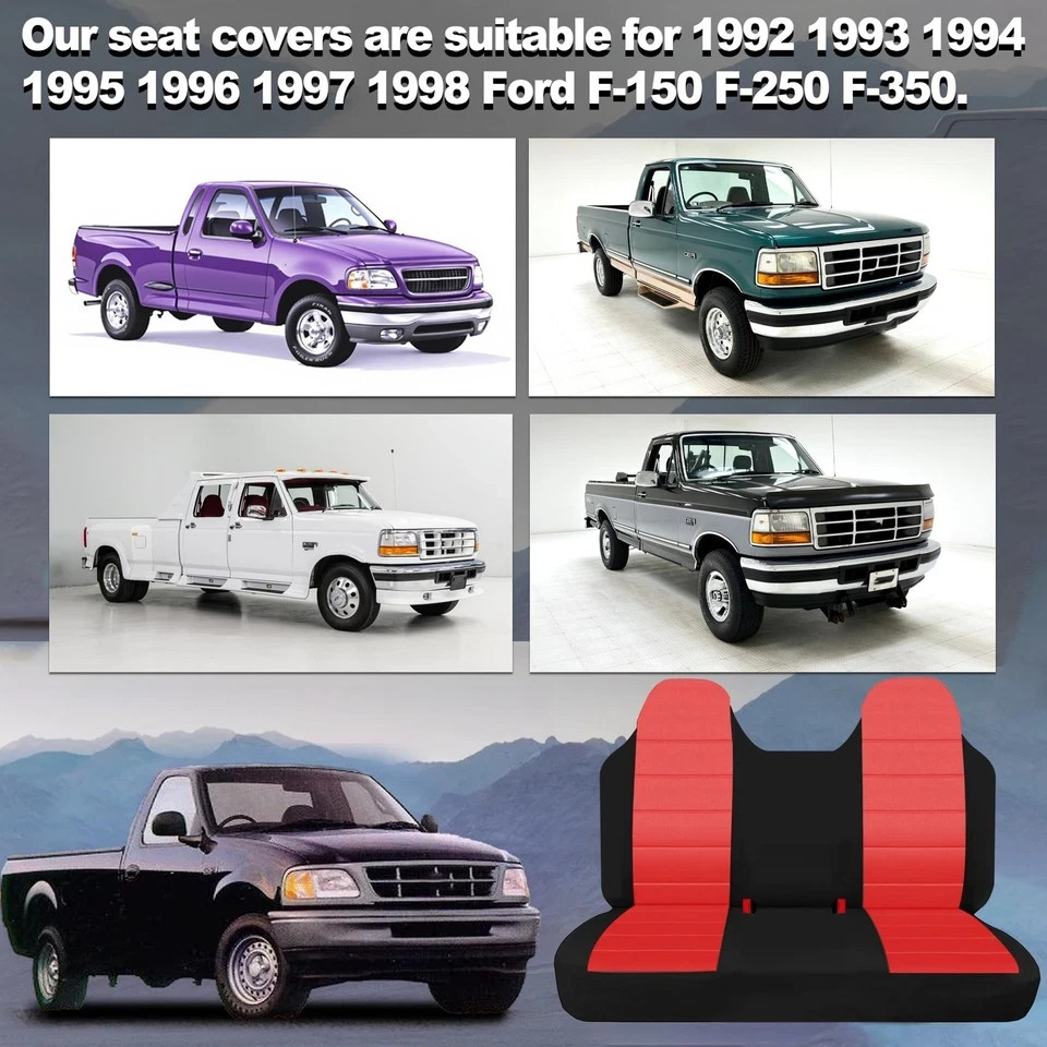 Thickened Oxford Cloth Front Solid Bench Seat Covers with Molded Headrests fi...
