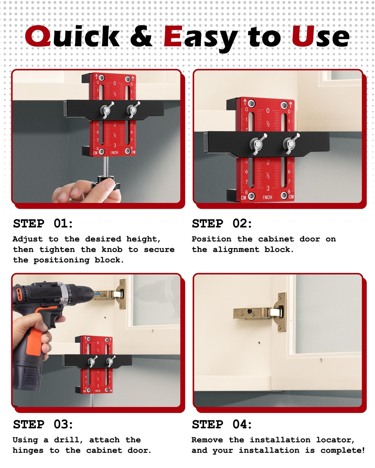 Cabinet Hinge Installation Jig Door Mounting Positioner Hardware Tool