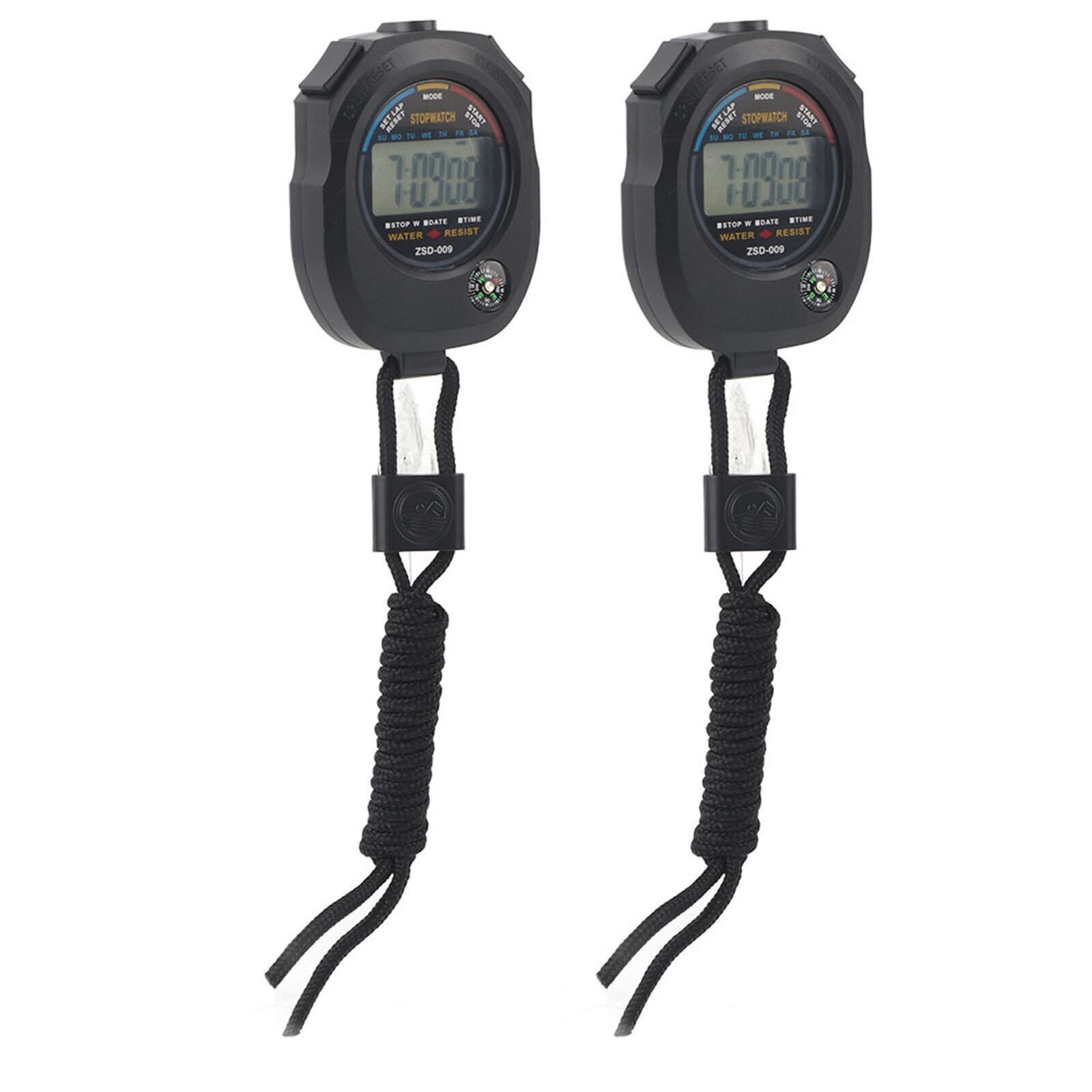 2 PCS Multifunctional Handheld Digital LCD Stopwatch Timer for Sports/Running
