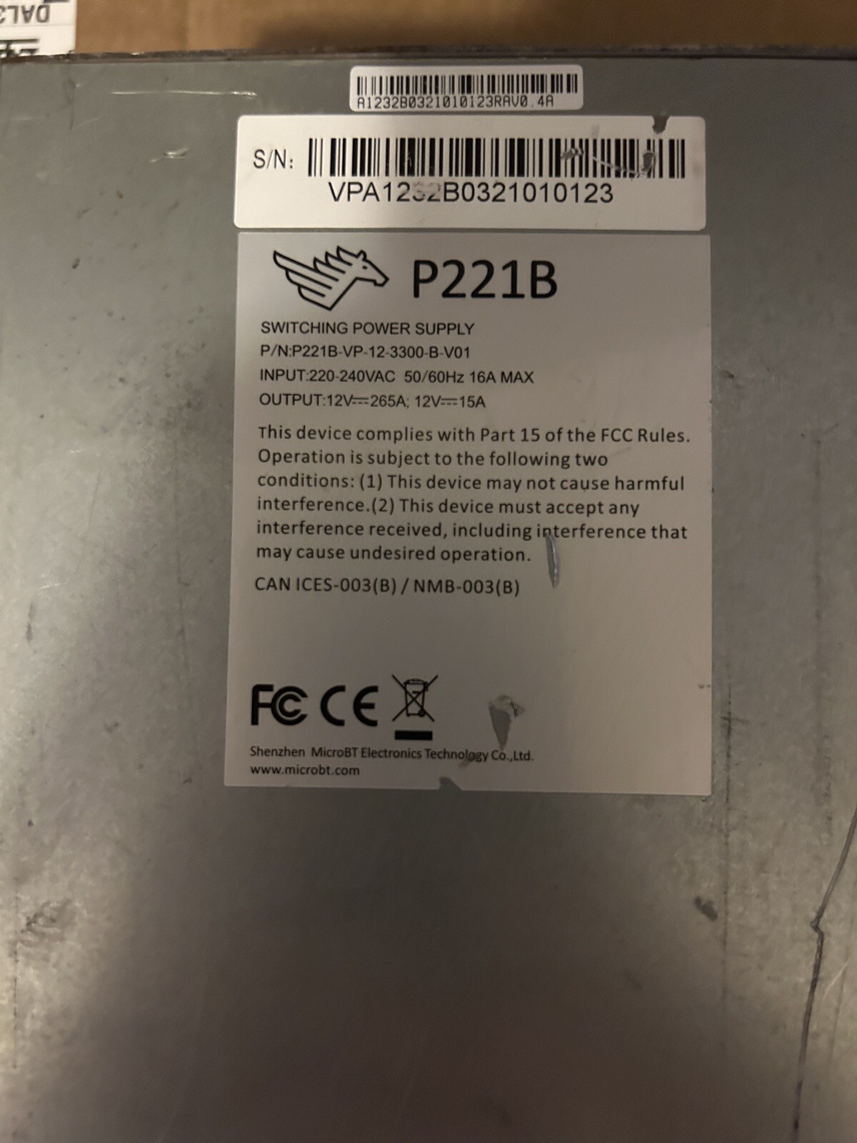 P221B Whatsminer Power Supply for MicroBT M3X , M6X, M5X Series OEM