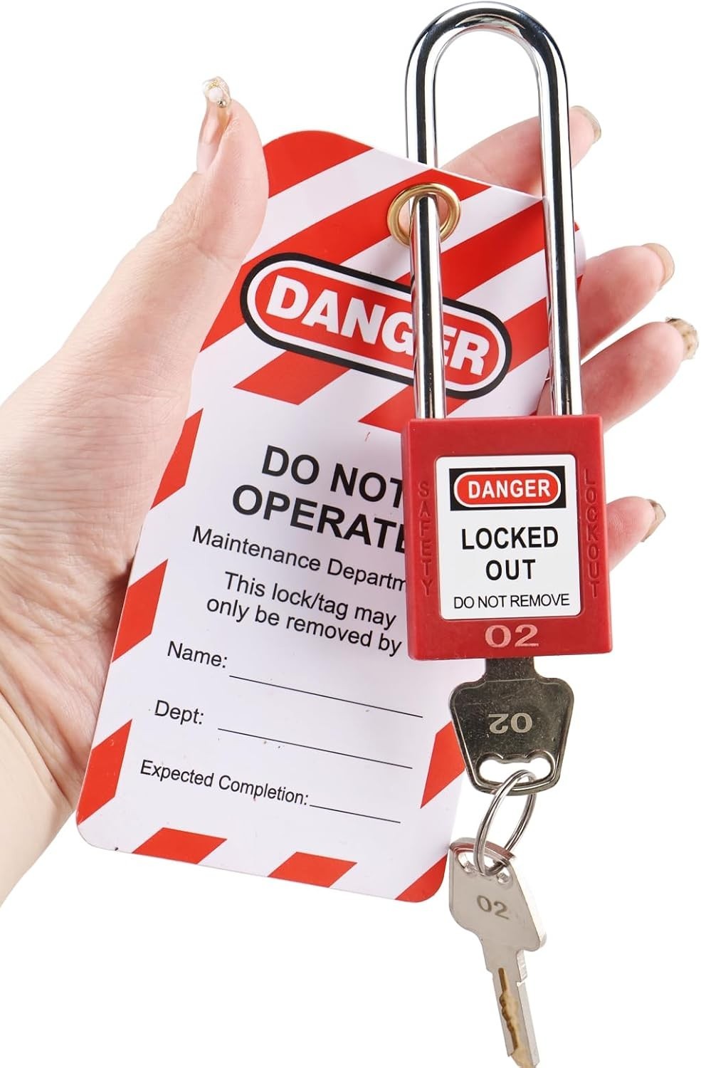 RealPlus Lockout Tagout Locks Set - 10 Red Lockout Locks Keyed Different