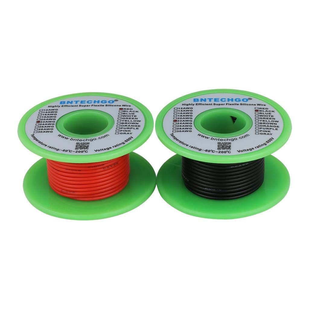 22 gauge silicone wire each color 25ft, 22 Gauge Silicone Wire Red and Black