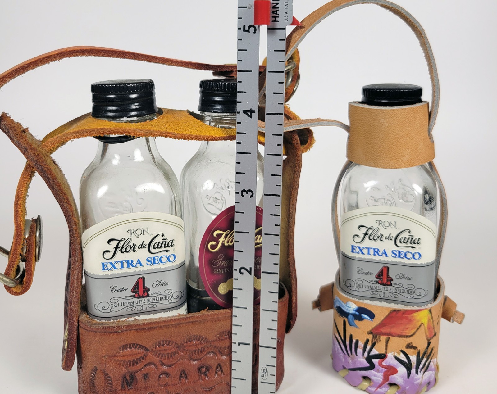 Flor de Caña Rum Sampler Bottles in Leather Case ~ Extra Seco & Grand Reserve