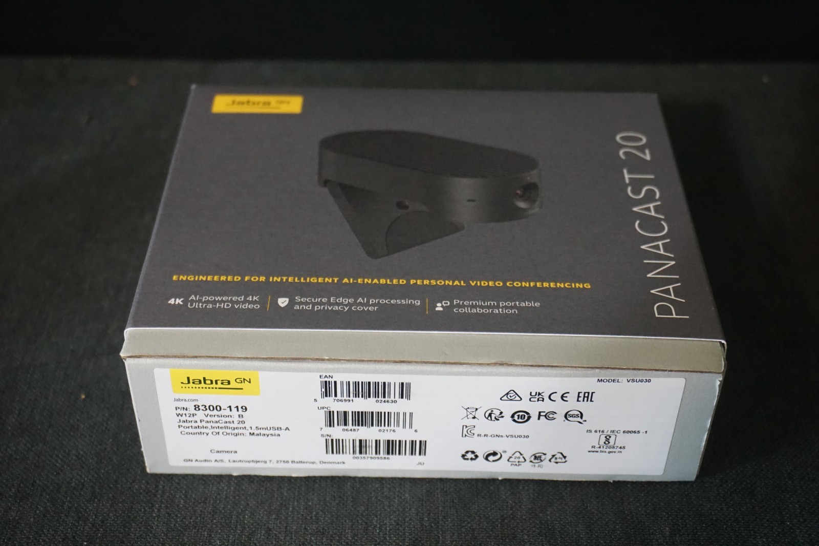 Jabra PanaCast 20 Intelligent AI-Enabled Video Conference 4K Camera New In Box