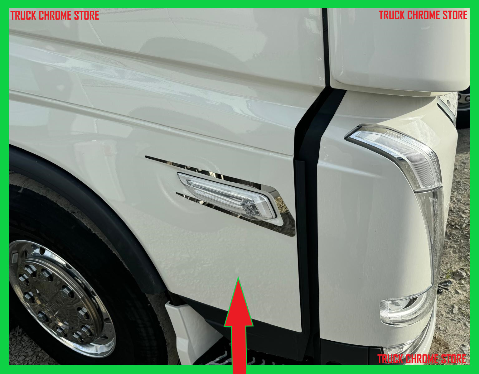 FH5       INDICATOR FRAME CHROME       Stainless Steel    1 SET.     Fits Volvo