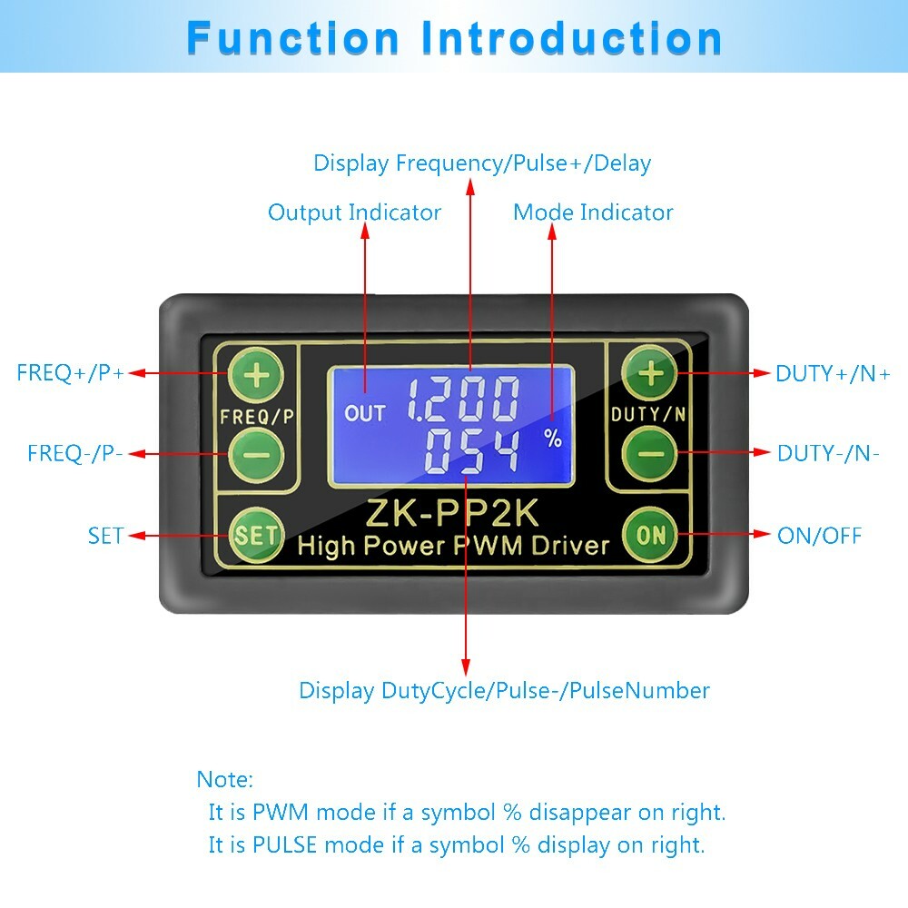 High Power PWM & Pulse Signal Generator Frequency Duty Cycle Adjustable Driver