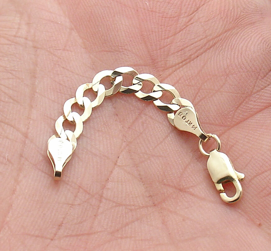 4.7mm Solid Curb Link Necklace Extender for Pendant Charm REAL 14K Yellow Gold