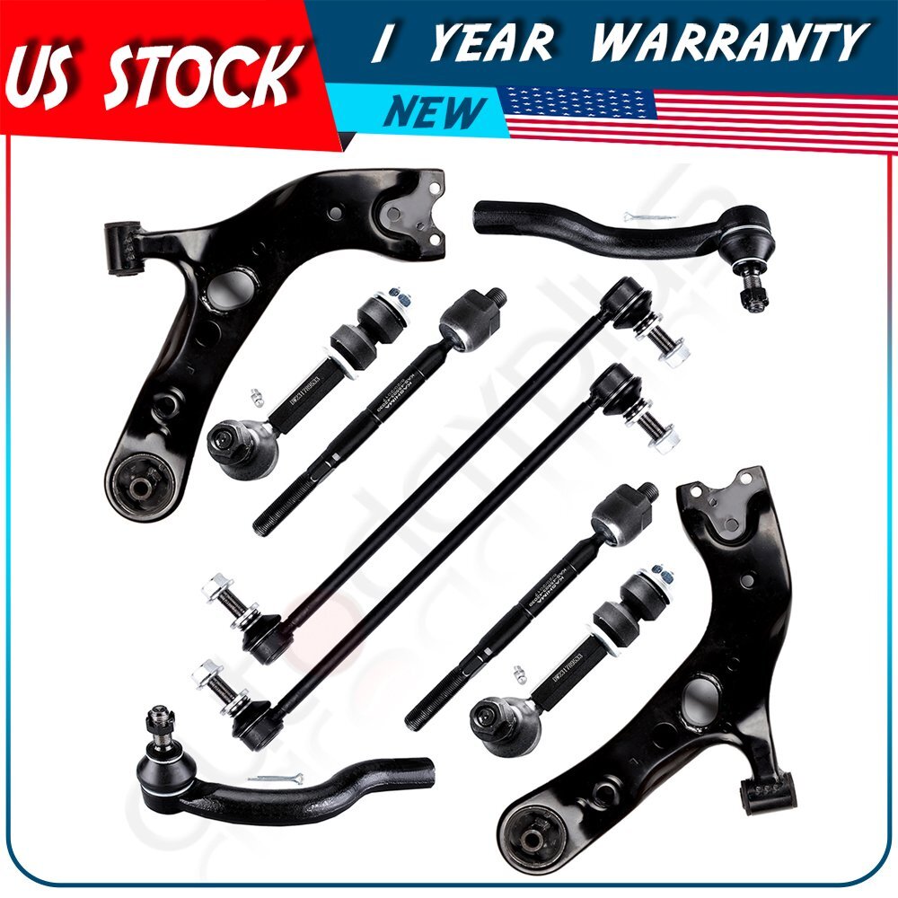 For 2006-2018 Toyota RAV4 10Pc Lower Control Arm and Tie Rod End Sway Bar