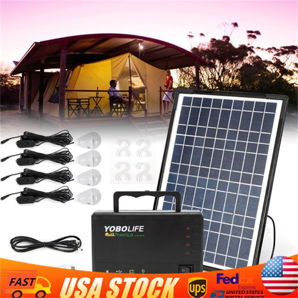Solar Inverter Power Generator Solar Generator with Bulbs Battery Powered