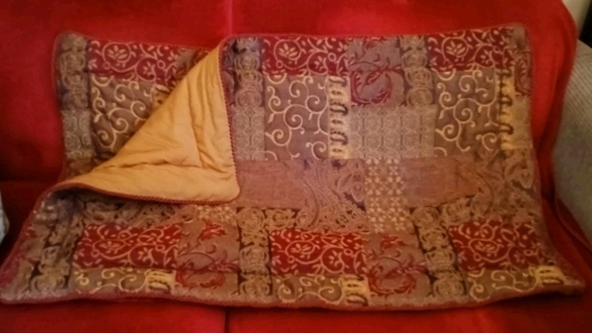 Croscill (2) Pair Pillow Shams Reds Gold Rust 43"X27" Boho Baroque