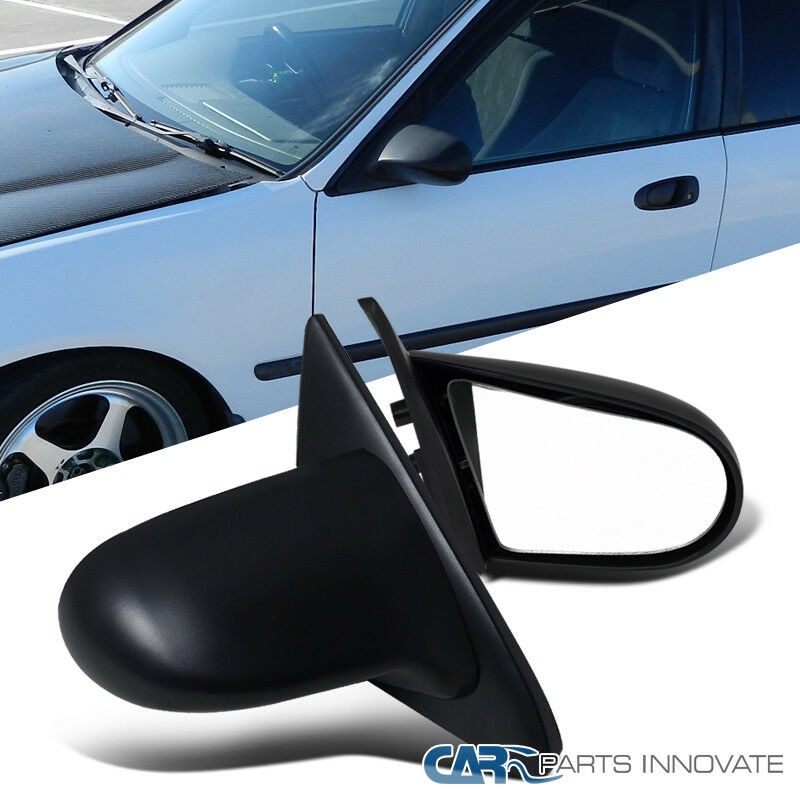 Fit Honda 92-95 Civic 2/3Dr JDM Black ABS  Manual Side Mirrors Left+Right