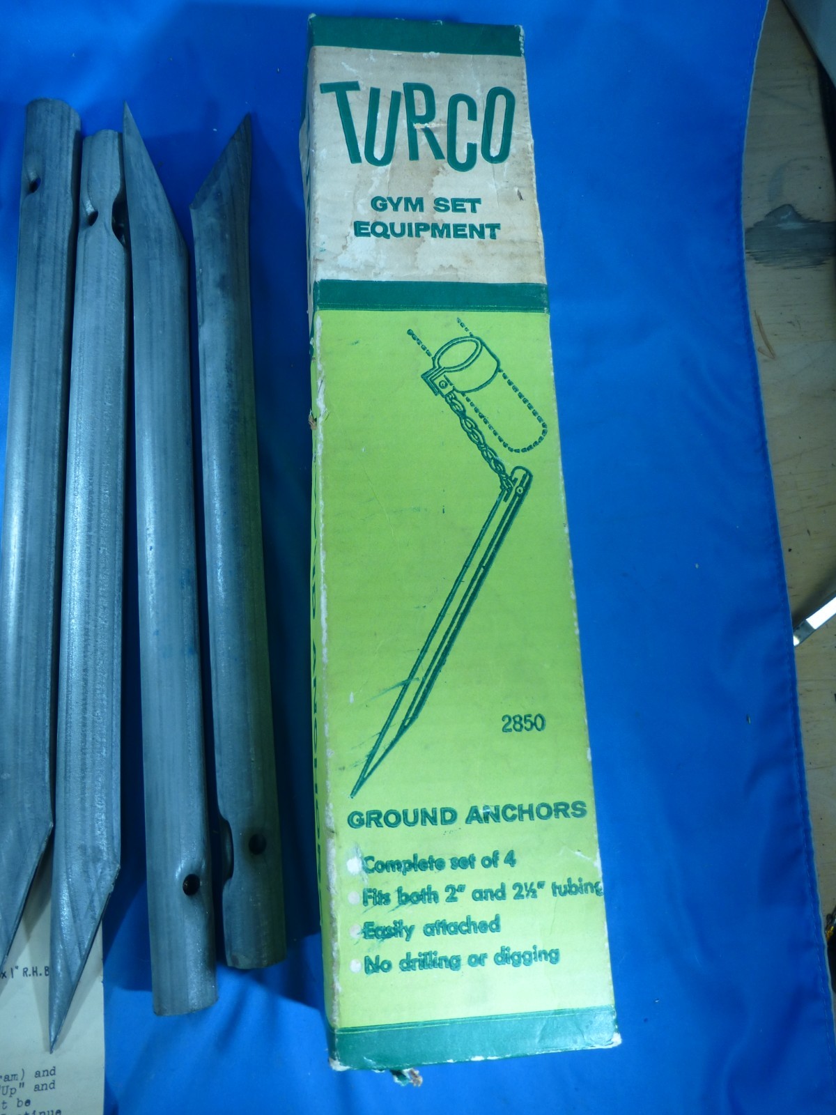 Turco Metal Swing Set Anchors 4 New In Box For 2" Or 2.5" Tubing 1970's #2850