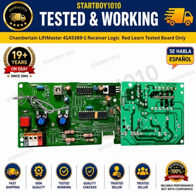 🟥 Chamberlain LiftMaster 41A5389-1 Red Learn Receiver Logic Board Only Tested