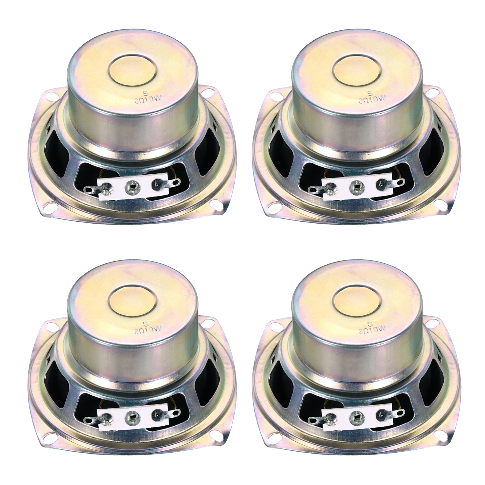 4 Pcs 10W 8 Ohm Small Speakers Metal Shell Square Internal Anti-Magnet Speaker