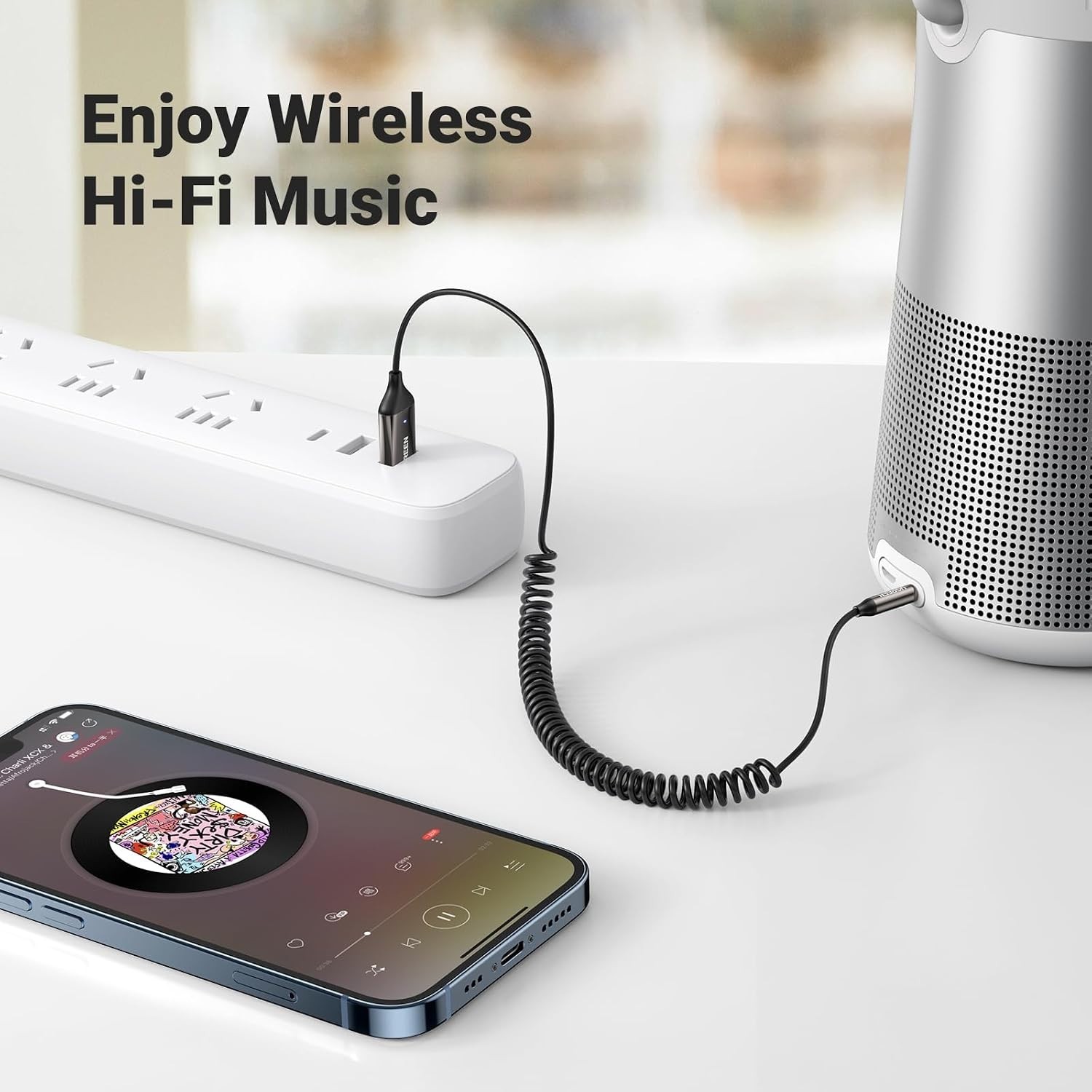 Durable Bluetooth 6.0 Car Adapter - Effortless Plug and Play with Stereo Sound