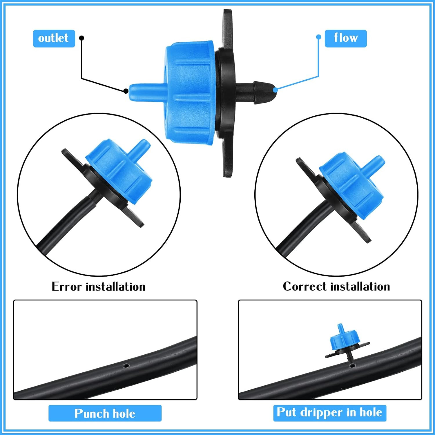 Didaey 100 Pcs Drip Irrigation Emitters, Pressure Compensating Absinthe