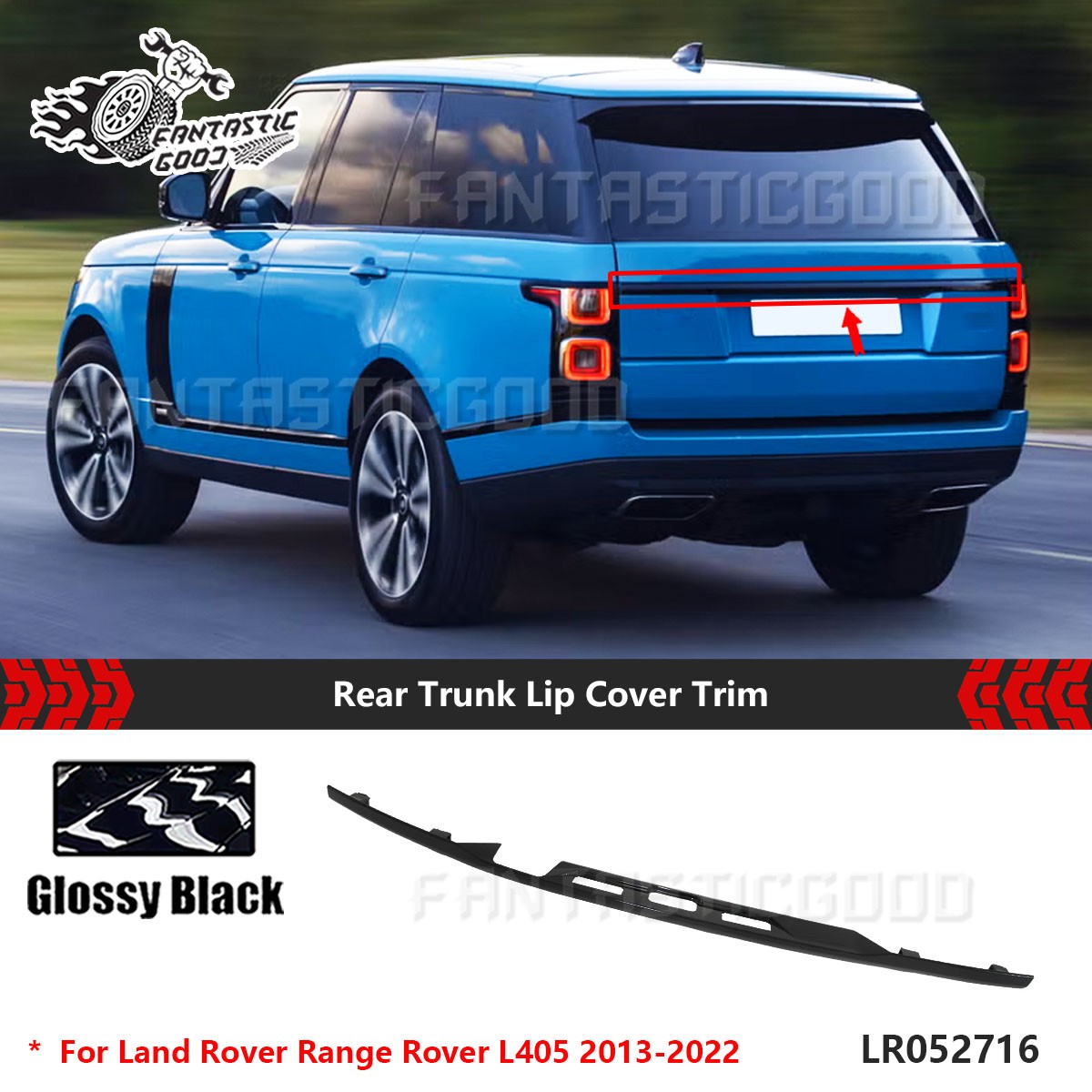 For Range Rover L405 13-22 Black Rear Door Tailgate Trunk Molding Trim LR052716