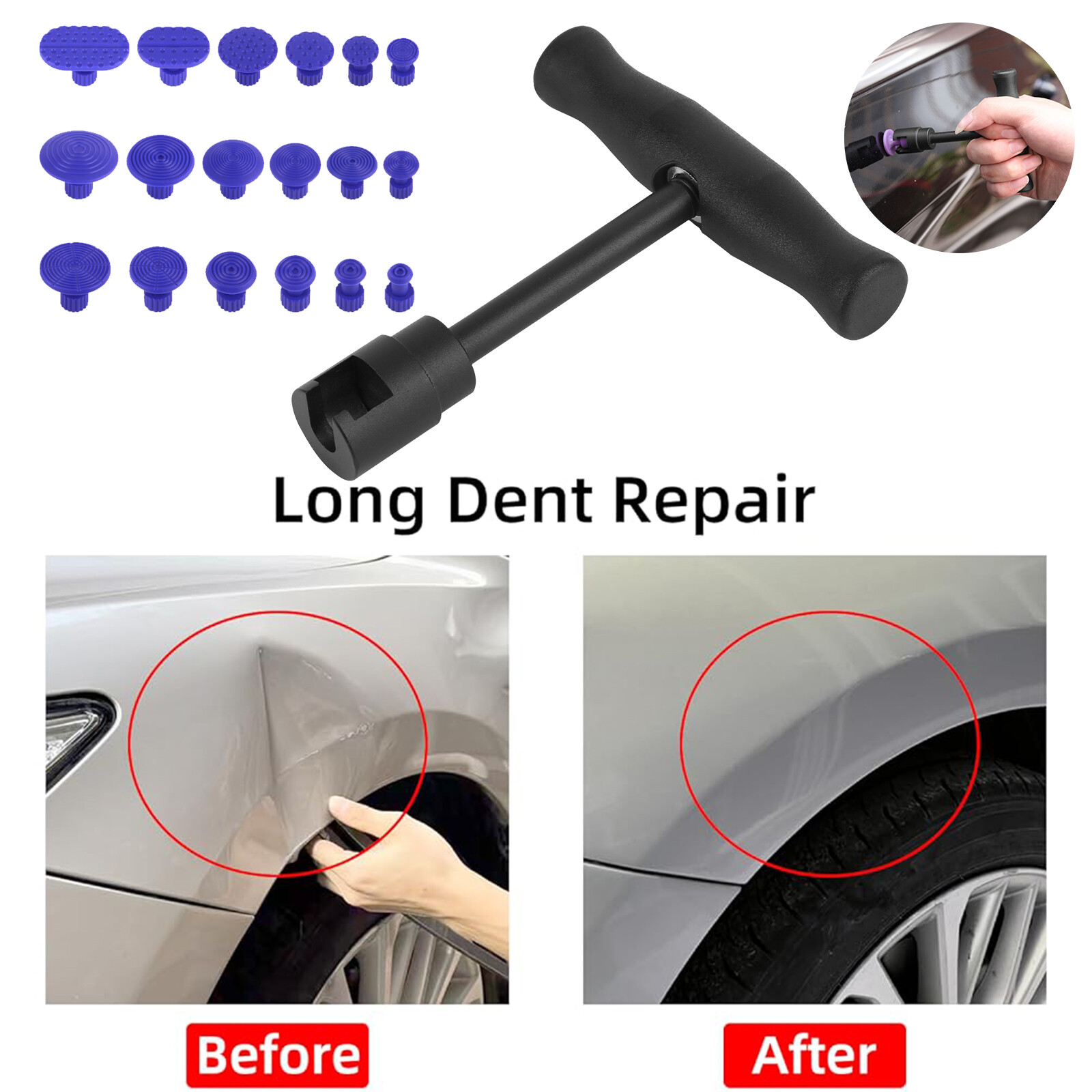 Car Dent Repair Puller Kit 18pcs Plastic Glue Tabs T Handle Universal Remover US